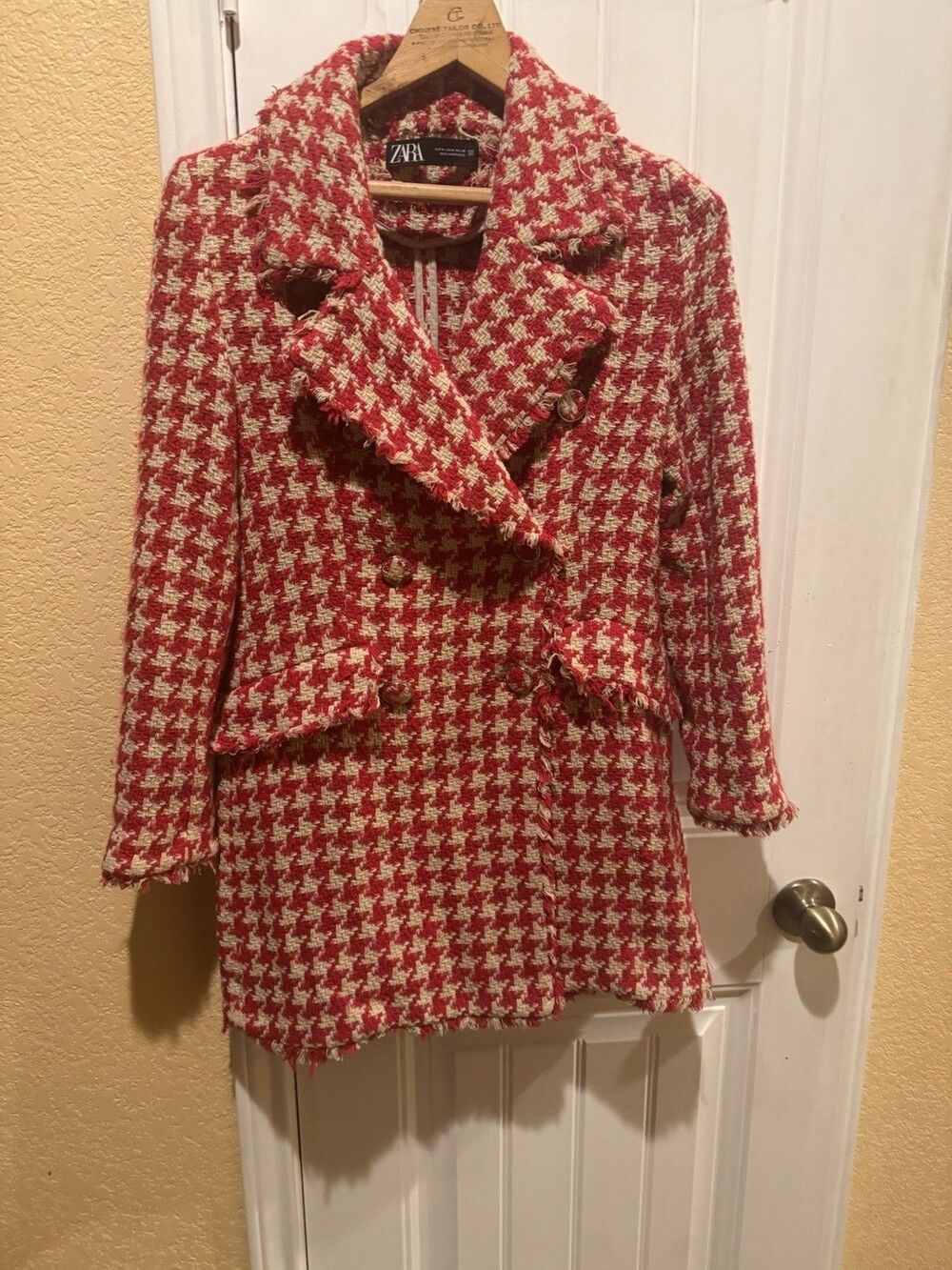 ZARA Houndstooth Textured Tweed Double Breasted Bloggers - Emily in Paris Size M - Picture 5 of 10